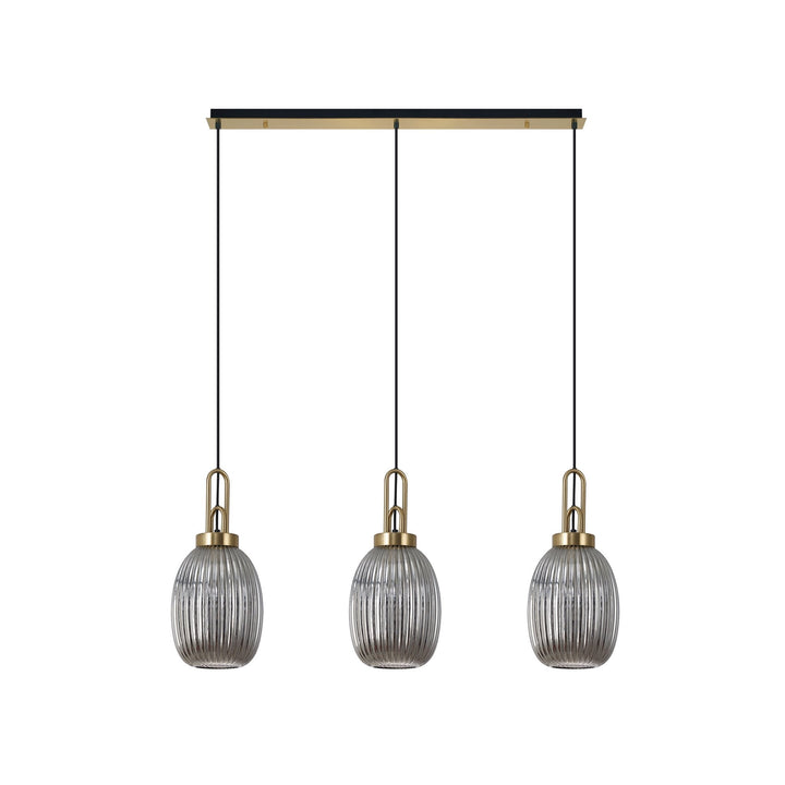 Nelson Lighting NLK06189 Acme 3 Light Linear Pendant Brass Gold Matt Black