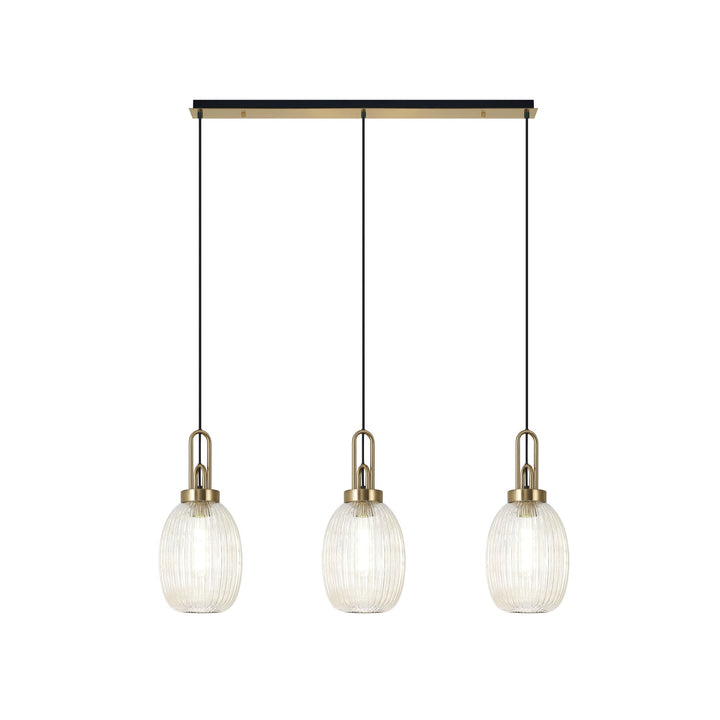 Nelson Lighting NLK06199 Acme 3 Light Linear Pendant Brass Gold Matt Black