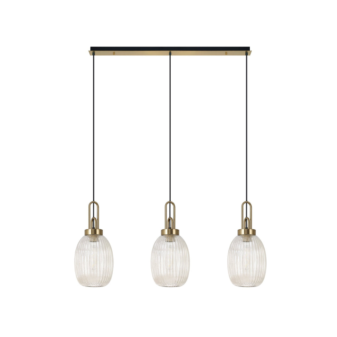 Nelson Lighting NLK06199 Acme 3 Light Linear Pendant Brass Gold Matt Black