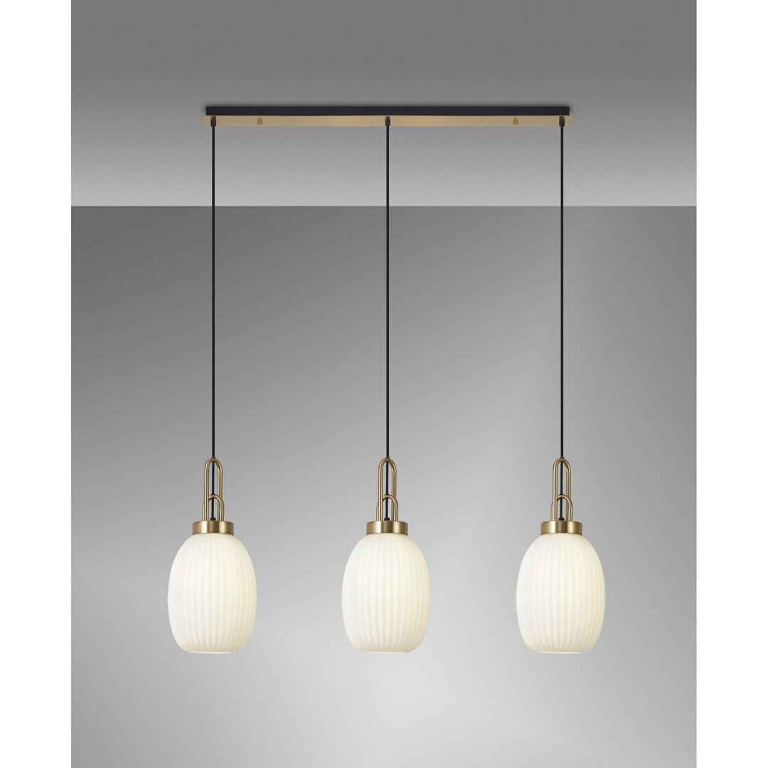 Nelson Lighting NLK06209 Acme 3 Light Linear Pendant Brass Gold Matt Black