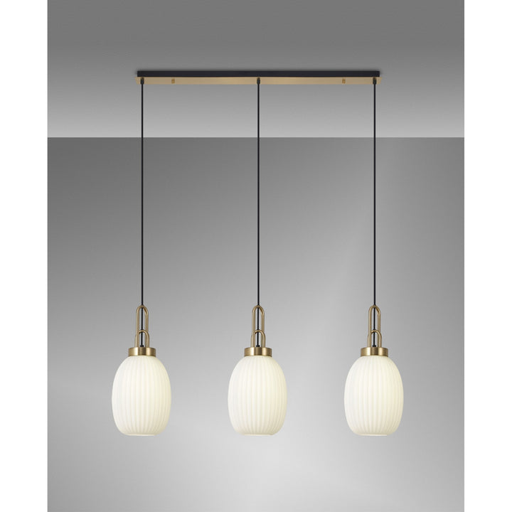 Nelson Lighting NLK06209 Acme 3 Light Linear Pendant Brass Gold Matt Black