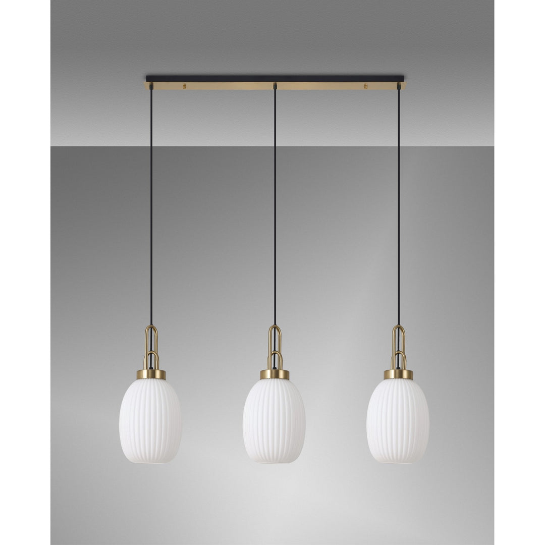 Nelson Lighting NLK06209 Acme 3 Light Linear Pendant Brass Gold Matt Black