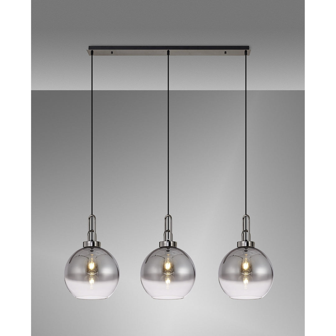 Nelson Lighting NLK06219 Acme 3 Light Linear Pendant Black Chrome Matt Black