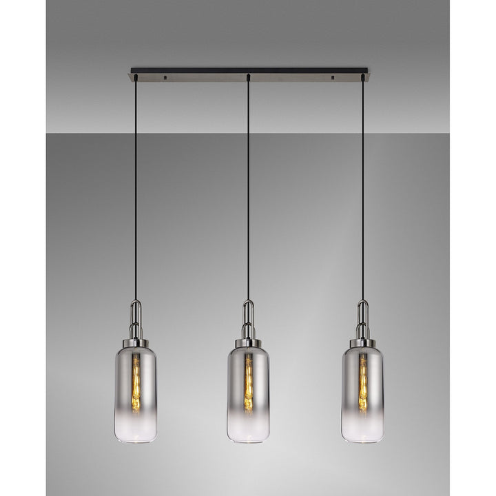 Nelson Lighting NLK06229 Acme 3 Light Linear Pendant Black Chrome Matt Black