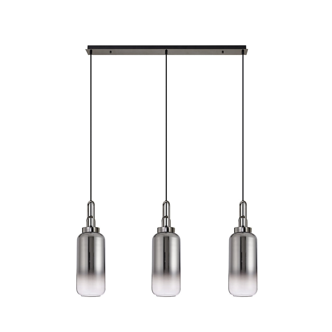 Nelson Lighting NLK06229 Acme 3 Light Linear Pendant Black Chrome Matt Black