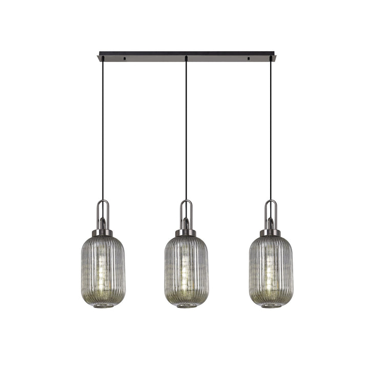 Nelson Lighting NLK06249 Acme 3 Light Linear Pendant Black Chrome Matt Black