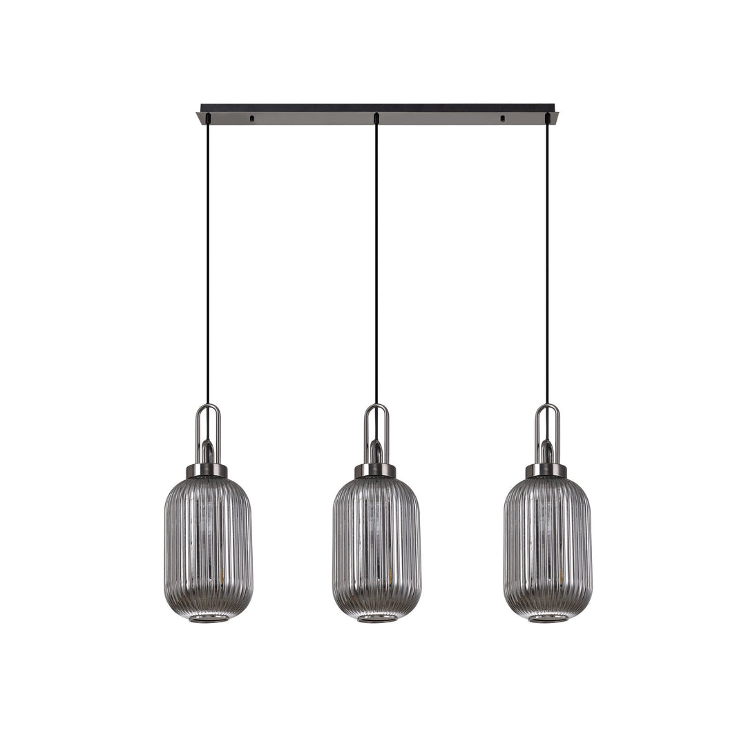 Nelson Lighting NLK06249 Acme 3 Light Linear Pendant Black Chrome Matt Black