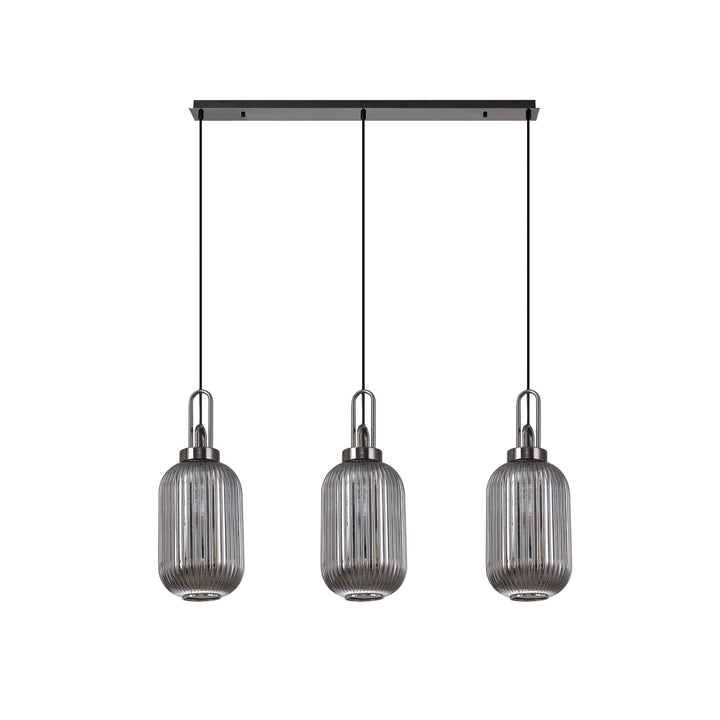 Nelson Lighting NLK06249 Acme 3 Light Linear Pendant Black Chrome Matt Black