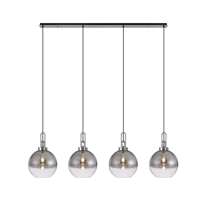 Nelson Lighting NLK06259 Acme 4 Light Linear Pendant Polished Nickel Matt Black