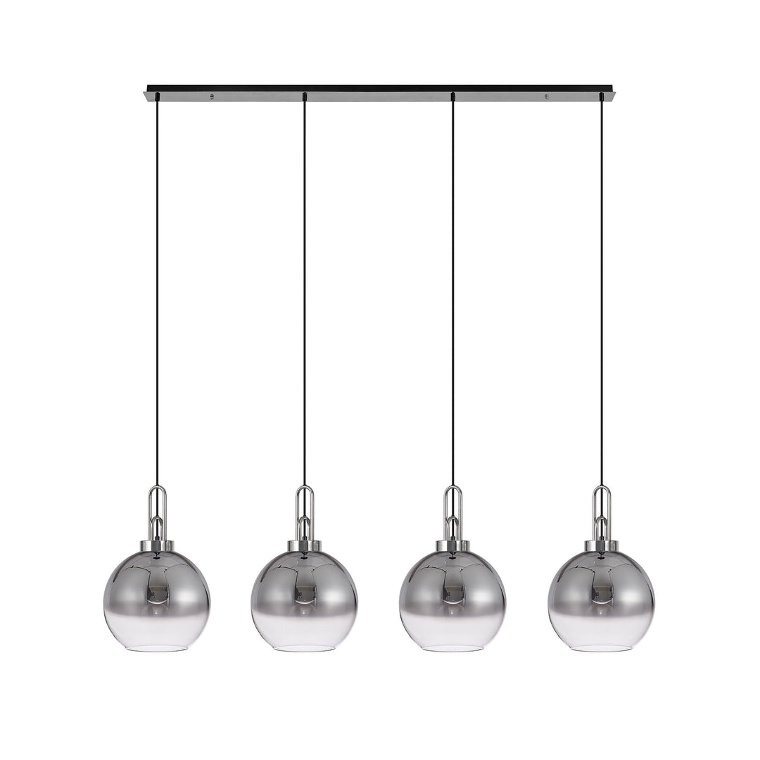 Nelson Lighting NLK06259 Acme 4 Light Linear Pendant Polished Nickel Matt Black