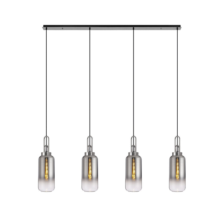 Nelson Lighting NLK06269 Acme 4 Light Linear Pendant Polished Nickel Matt Black