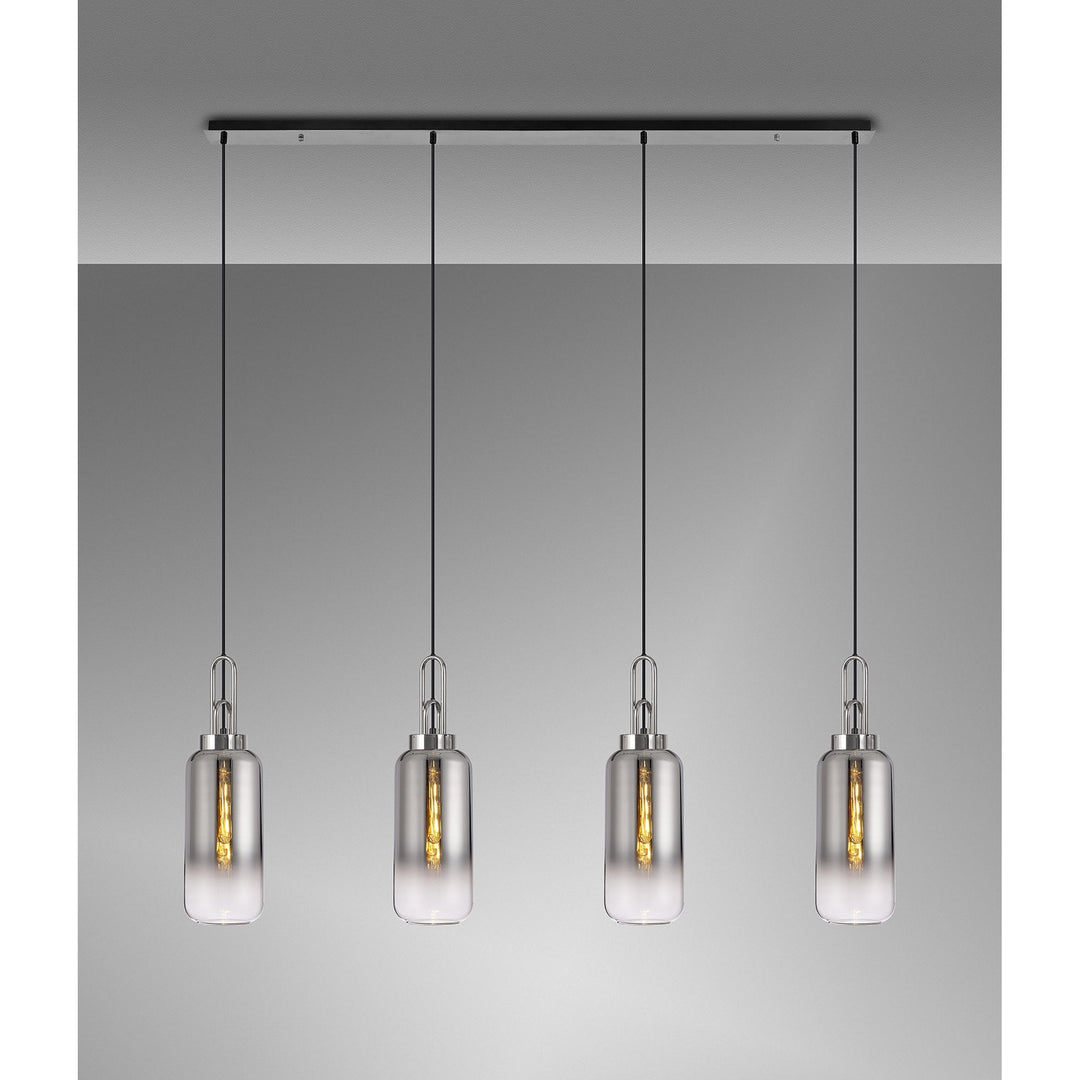 Nelson Lighting NLK06269 Acme 4 Light Linear Pendant Polished Nickel Matt Black