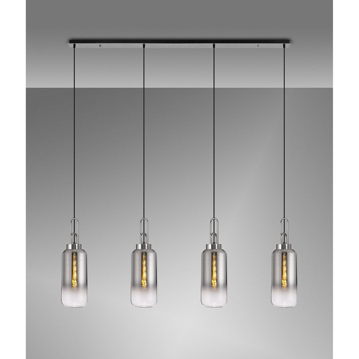 Nelson Lighting NLK06269 Acme 4 Light Linear Pendant Polished Nickel Matt Black