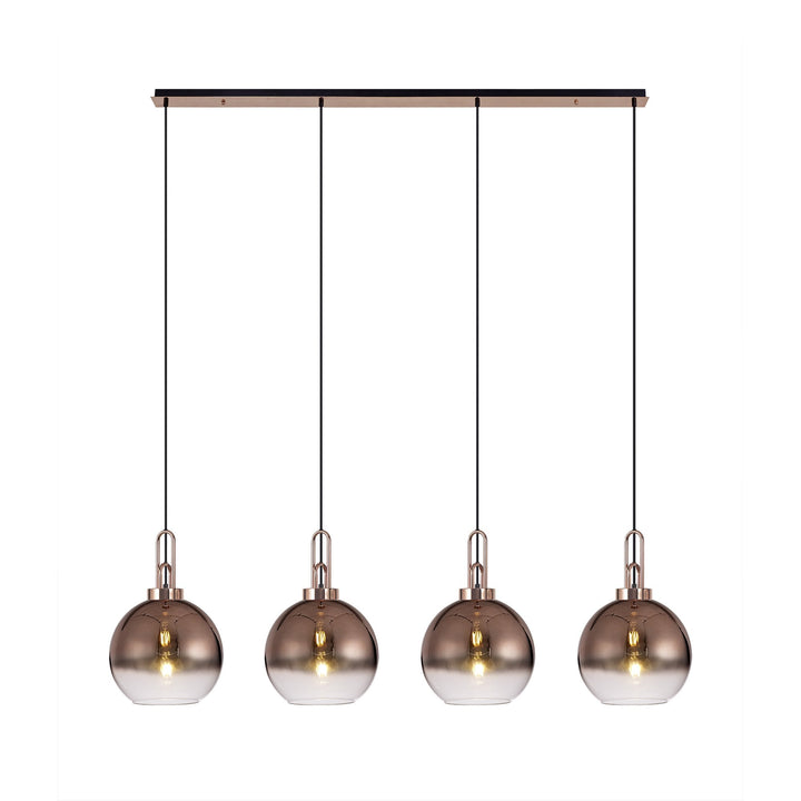 Nelson Lighting NLK06279 Amsterdam 4 Light Linear Pendant Copper Matt Black