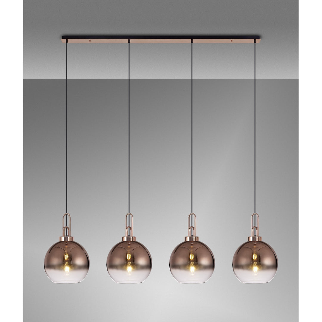 Nelson Lighting NLK06279 Amsterdam 4 Light Linear Pendant Copper Matt Black