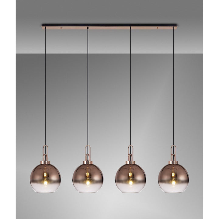 Nelson Lighting NLK06279 Amsterdam 4 Light Linear Pendant Copper Matt Black