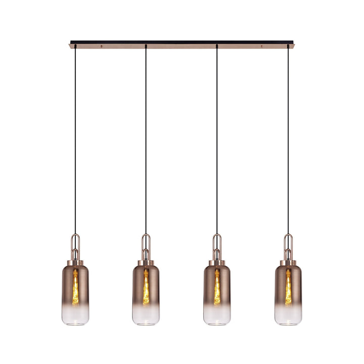 Nelson Lighting NLK06289 Amsterdam 4 Light Linear Pendant Copper Matt Black