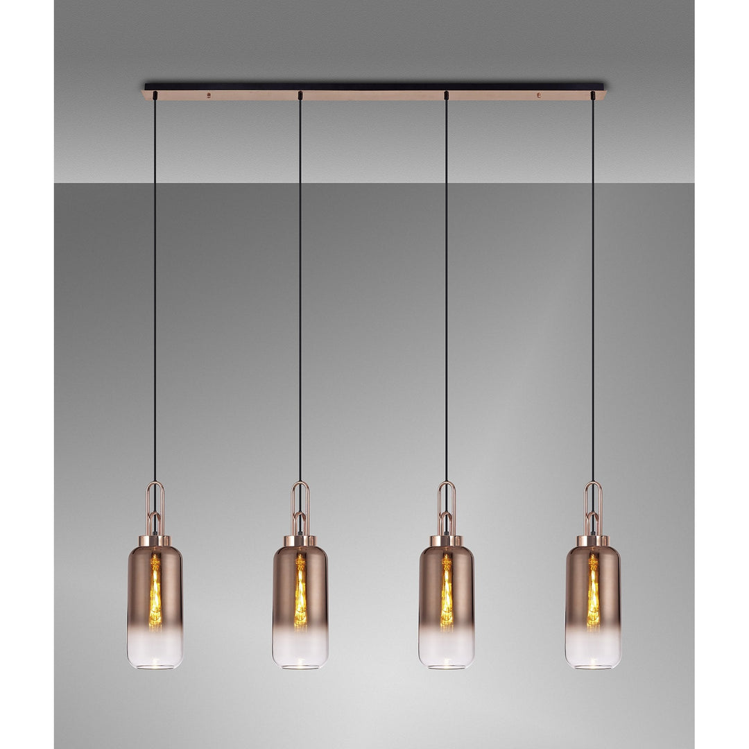 Nelson Lighting NLK06289 Amsterdam 4 Light Linear Pendant Copper Matt Black