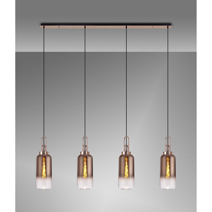 Nelson Lighting NLK06289 Amsterdam 4 Light Linear Pendant Copper Matt Black