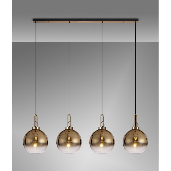 Nelson Lighting NLK06299 Acme 4 Light Linear Pendant Brass Gold Matt Black