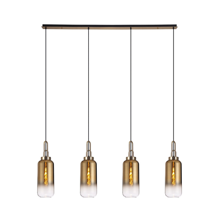 Nelson Lighting NLK06309 Acme 4 Light Linear Pendant Brass Gold Matt Black