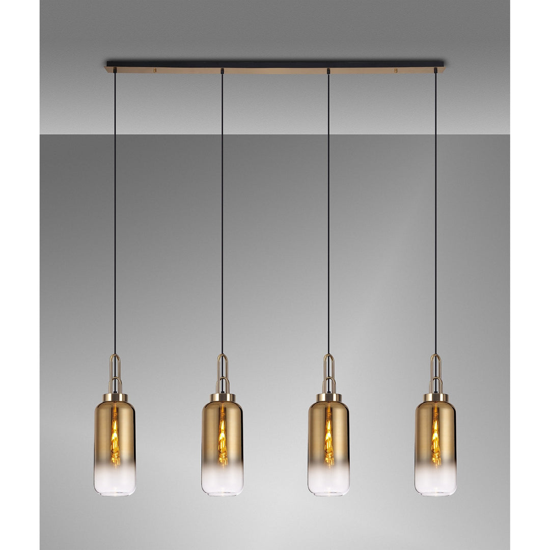 Nelson Lighting NLK06309 Acme 4 Light Linear Pendant Brass Gold Matt Black