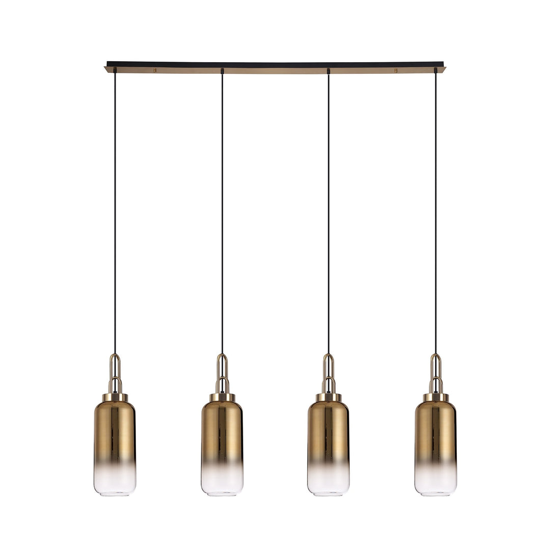 Nelson Lighting NLK06309 Acme 4 Light Linear Pendant Brass Gold Matt Black