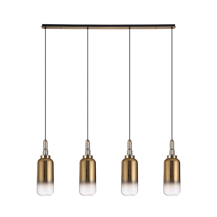 Nelson Lighting NLK06309 Acme 4 Light Linear Pendant Brass Gold Matt Black