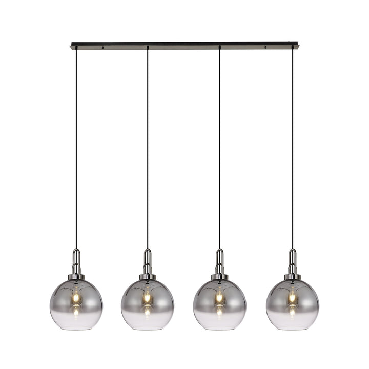 Nelson Lighting NLK06319 Acme 4 Light Linear Pendant Black Chrome Matt Black