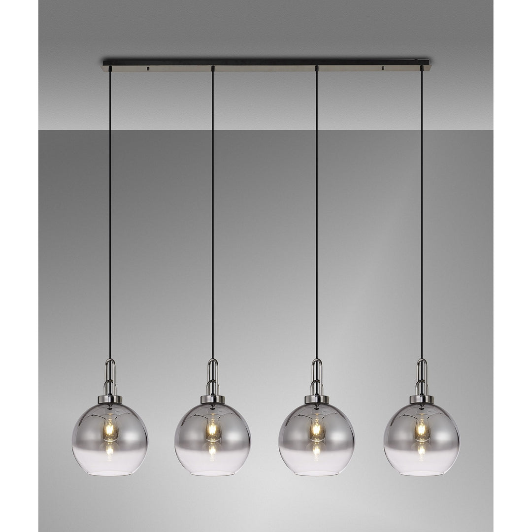 Nelson Lighting NLK06319 Acme 4 Light Linear Pendant Black Chrome Matt Black