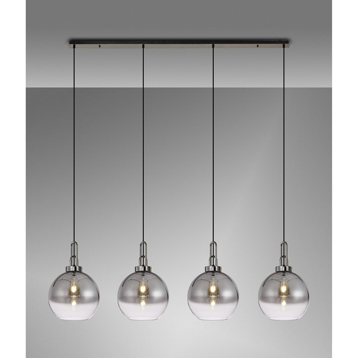 Nelson Lighting NLK06319 Acme 4 Light Linear Pendant Black Chrome Matt Black