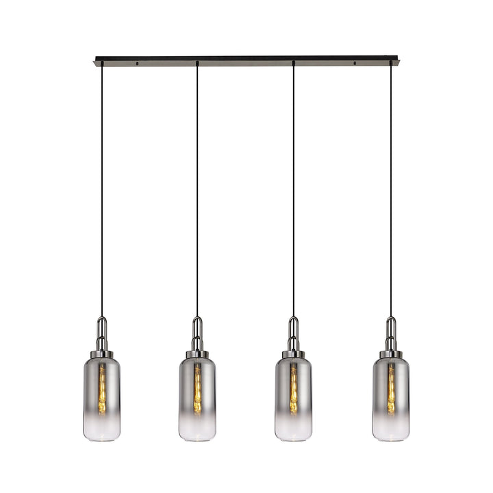 Nelson Lighting NLK06329 Acme 4 Light Linear Pendant Black Chrome Matt Black