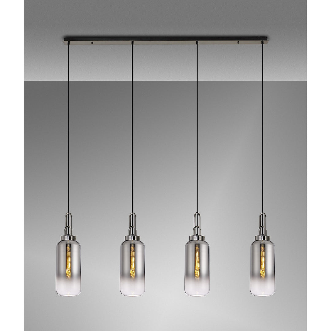 Nelson Lighting NLK06329 Acme 4 Light Linear Pendant Black Chrome Matt Black