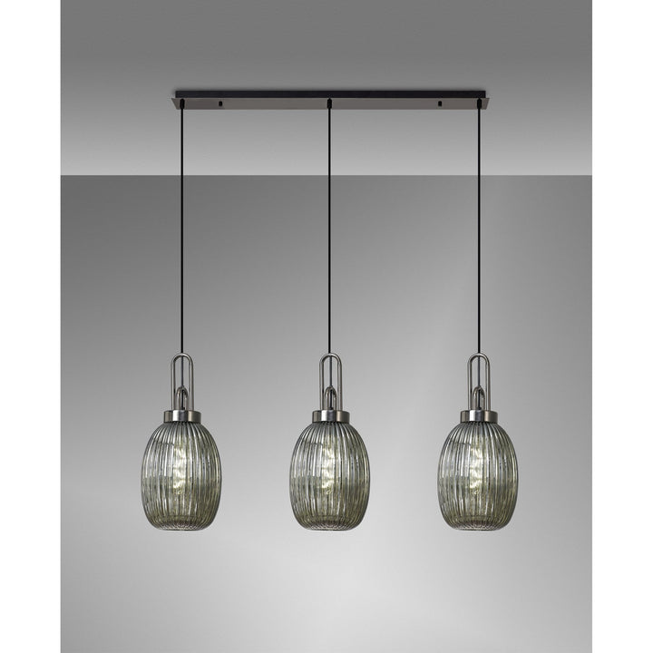 Nelson Lighting NLK08329 Acme 3 Light Linear Pendant Black Chrome Matt Black