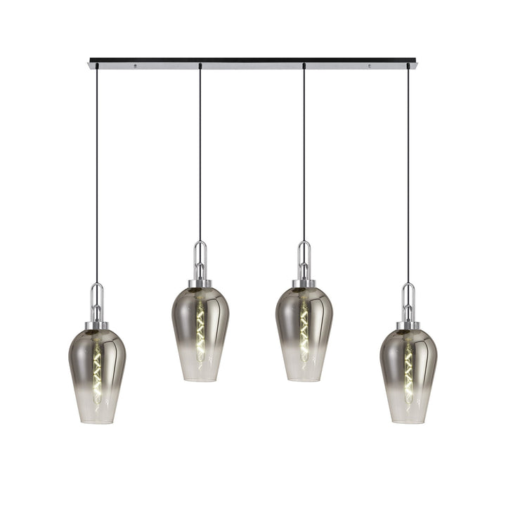 Nelson Lighting NLK09169 Acme 4 Light Linear Pendant Polished Nickel Matt Black