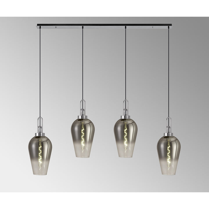 Nelson Lighting NLK09169 Acme 4 Light Linear Pendant Polished Nickel Matt Black