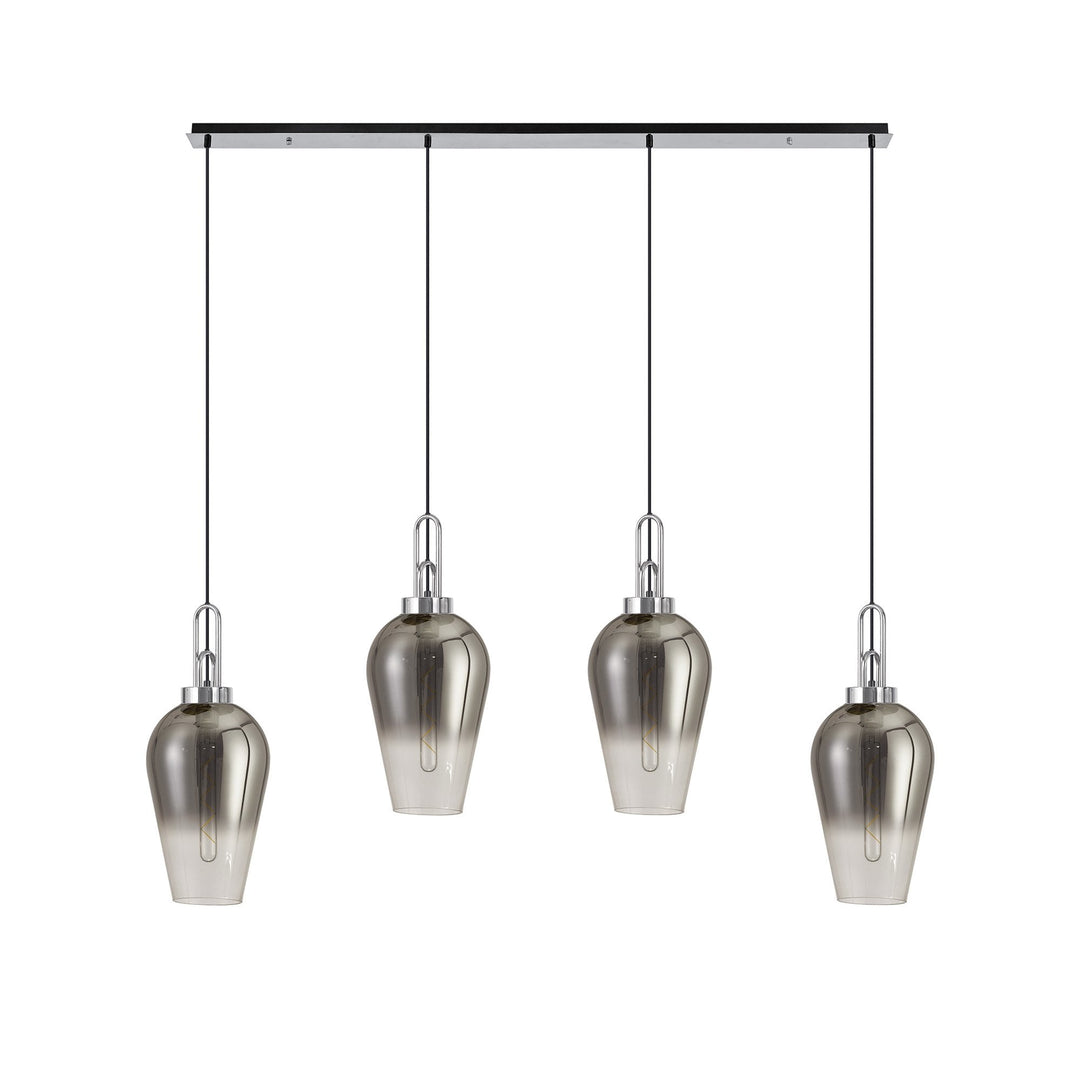 Nelson Lighting NLK09169 Acme 4 Light Linear Pendant Polished Nickel Matt Black