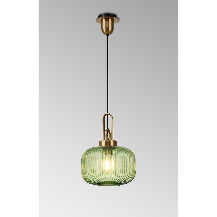 Nelson Lighting NLK15489 Amsterdam 1 Light Pendant Brass Gold Matt Black