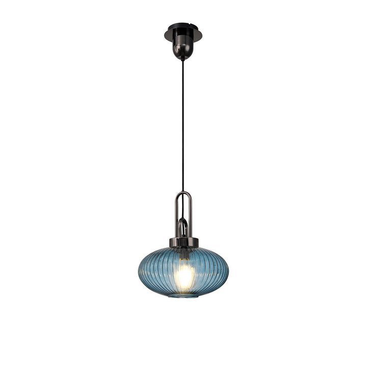 Nelson Lighting NLK15499 Amsterdam 1 Light Pendant Black Chrome Matt Black