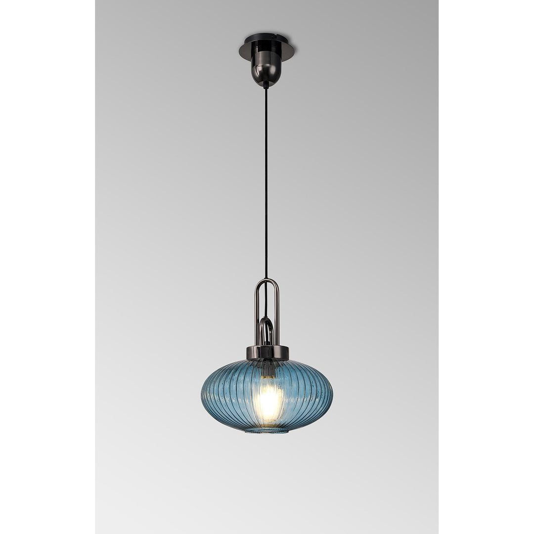 Nelson Lighting NLK15499 Amsterdam 1 Light Pendant Black Chrome Matt Black