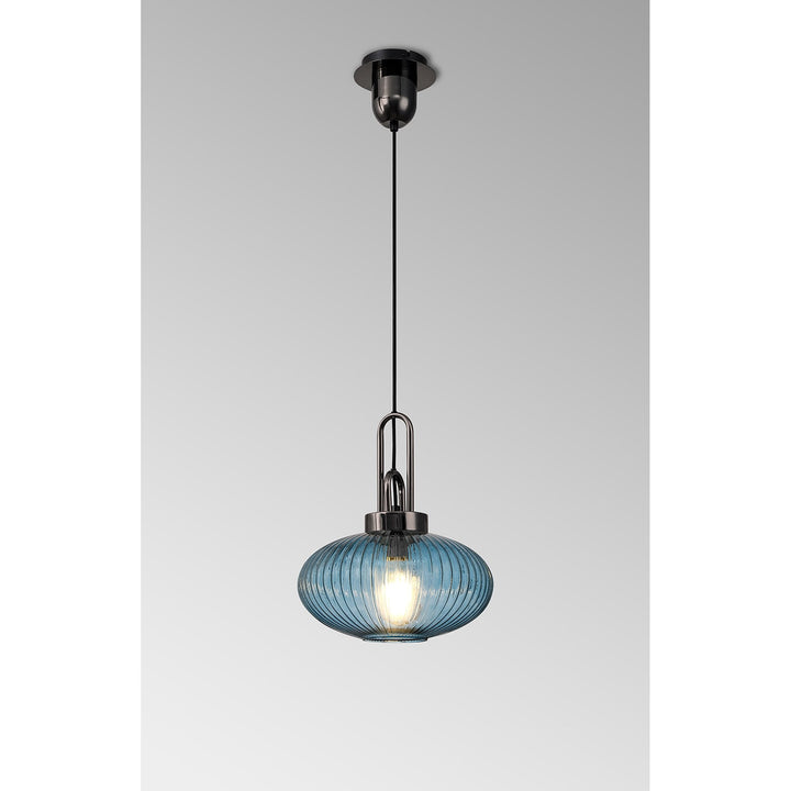 Nelson Lighting NLK15499 Amsterdam 1 Light Pendant Black Chrome Matt Black