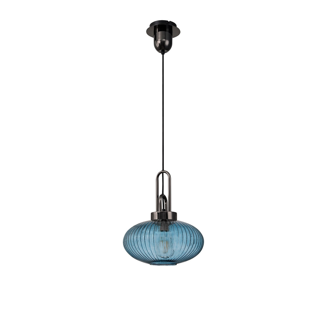 Nelson Lighting NLK15499 Amsterdam 1 Light Pendant Black Chrome Matt Black