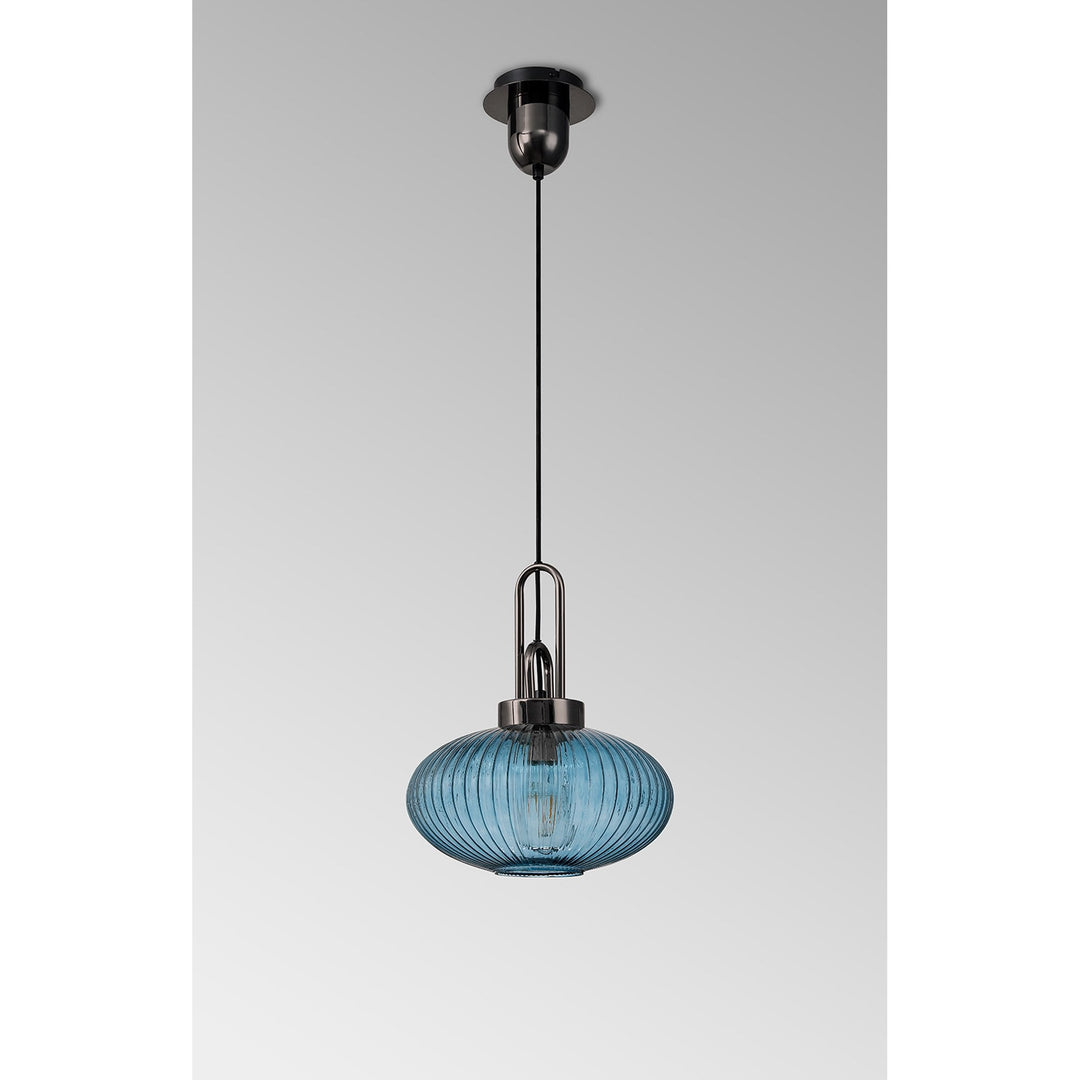 Nelson Lighting NLK15499 Amsterdam 1 Light Pendant Black Chrome Matt Black