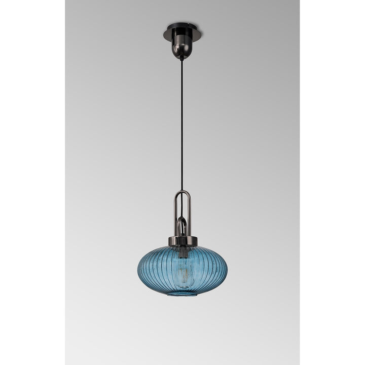 Nelson Lighting NLK15499 Amsterdam 1 Light Pendant Black Chrome Matt Black