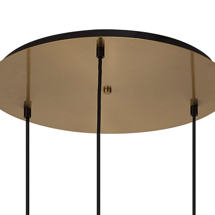 Nelson Lighting NLK15529 Acme 3 Light Round Pendant Brass Gold Matt Black