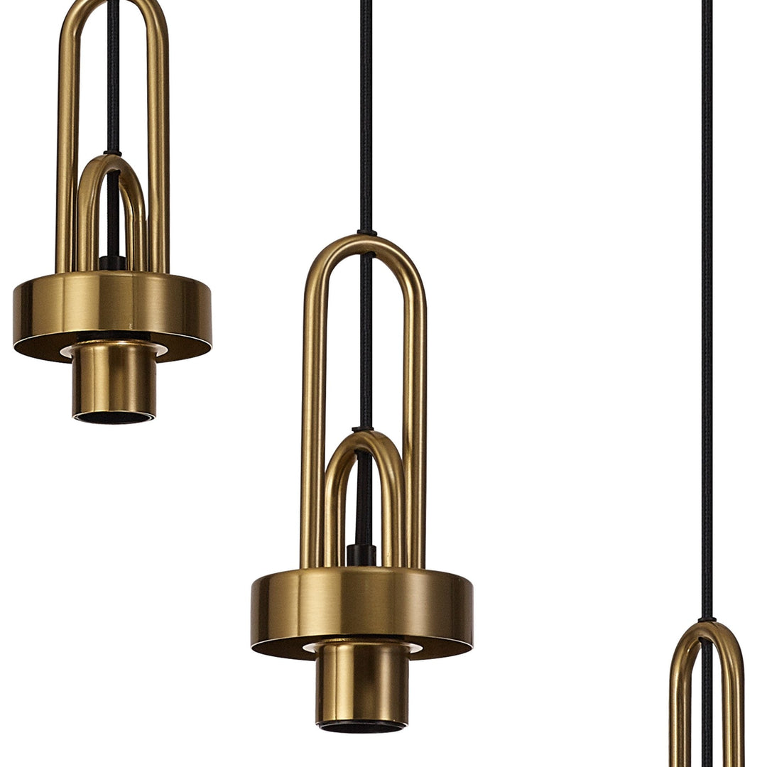 Nelson Lighting NLK15529 Acme 3 Light Round Pendant Brass Gold Matt Black