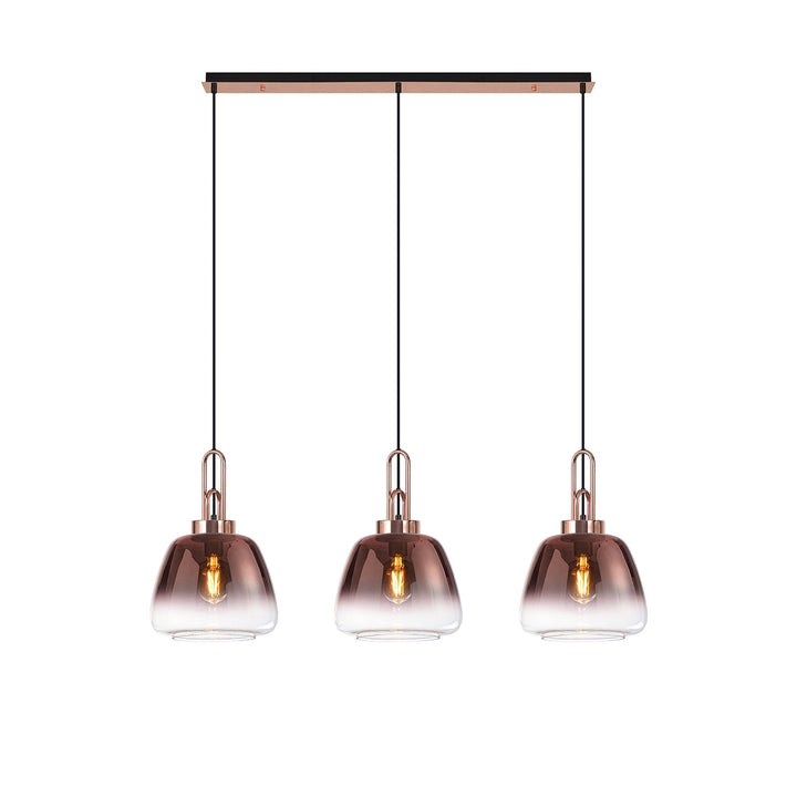 Nelson Lighting NLK15549 Acme 3 Light Linear Pendant Copper Matt Black