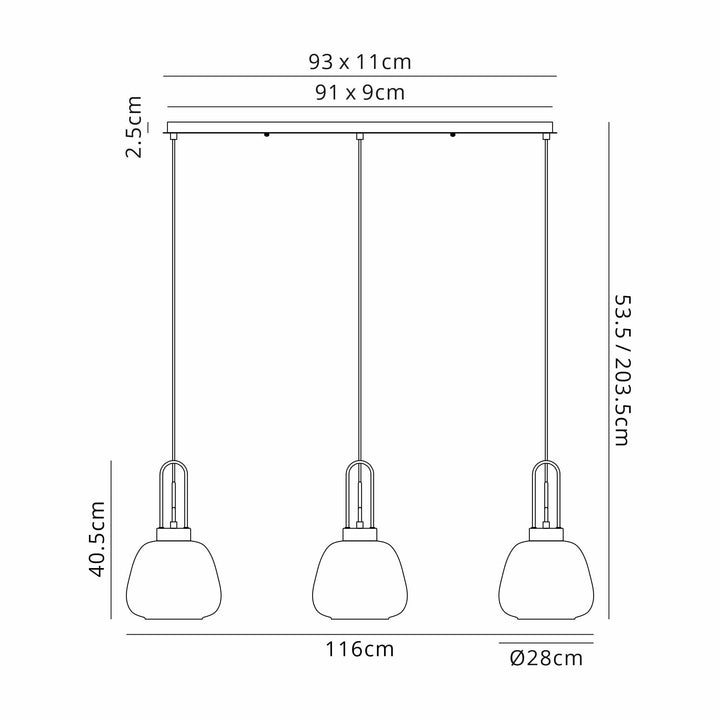 Nelson Lighting NLK15549 Acme 3 Light Linear Pendant Copper Matt Black