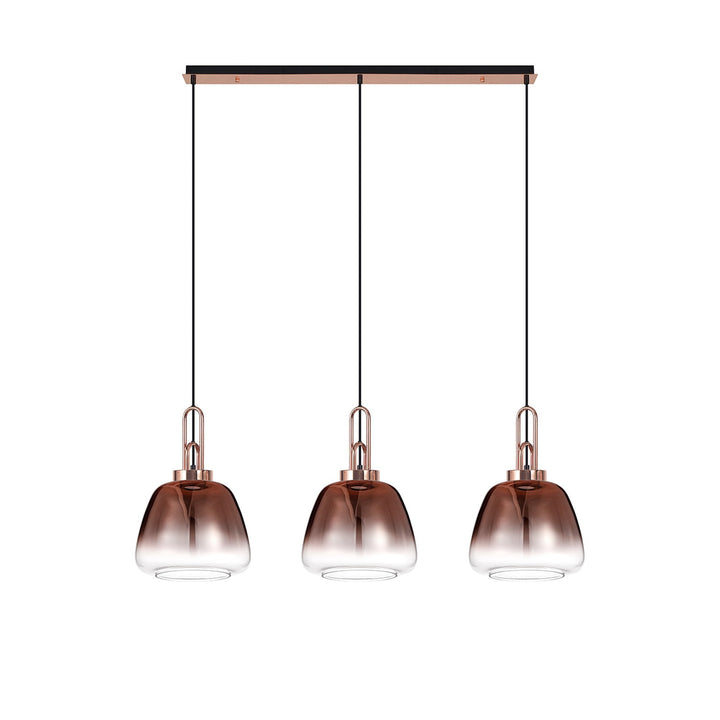 Nelson Lighting NLK15549 Acme 3 Light Linear Pendant Copper Matt Black