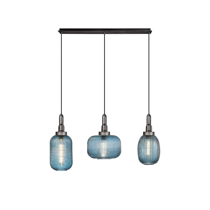 Nelson Lighting NLK15559 | Acme Aged Pewter | 3-Light Linear Pendant